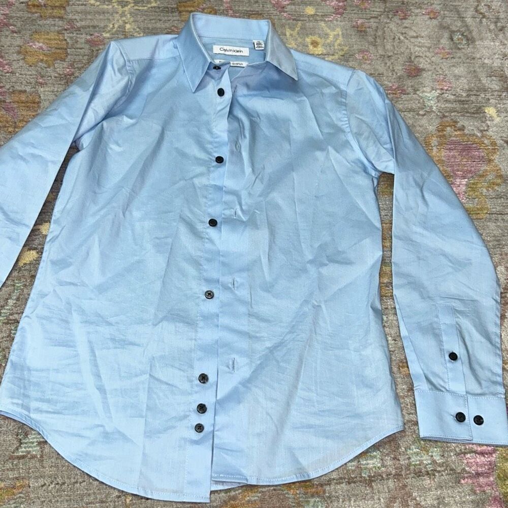 Calvin Klein baby blue slim fit dress shirt boys 12